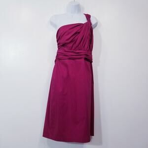 David Meister One Shoulder Fuchsia  Cocktail Dress